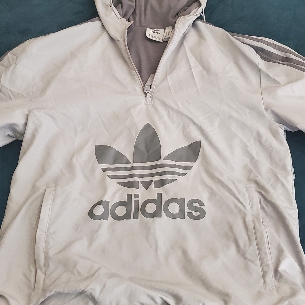 Adidas White and Gray Hoodie